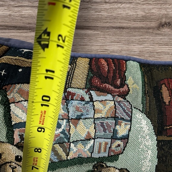 Travis Spencer Christmas Pillow Tapestry Teddy Bears..15” Length x 12” Height. - Picture 5 of 8